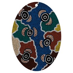 Authentic Aboriginal Art - Riverside Dreaming Uv Print Acrylic Ornament Oval by hogartharts