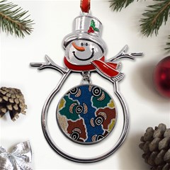 Authentic Aboriginal Art - Riverside Dreaming Metal Snowman Ornament by hogartharts