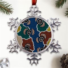 Authentic Aboriginal Art - Riverside Dreaming Metal Large Snowflake Ornament by hogartharts