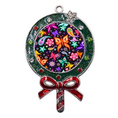 Floral Butterflies Metal X mas Lollipop With Crystal Ornament by nateshop