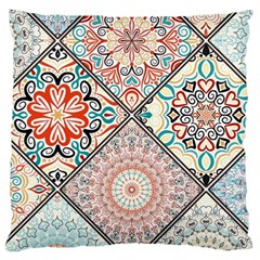 Flowers Pattern, Abstract, Art, Colorful Large Premium Plush Fleece Cushion Case (two Sides)