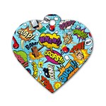 Graffiti Word Seamless Pattern Dog Tag Heart (Two Sides) Front