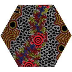 Authentic Aboriginal Art - Gathering 2 Wooden Puzzle Hexagon by hogartharts