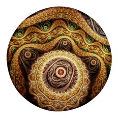 Fractals, Floral Ornaments, Waves Round Glass Fridge Magnet (4 Pack) by nateshop