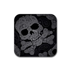 Paisley Skull, Abstract Art Rubber Coaster (square) by nateshop