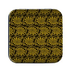 Yellow Floral Pattern Floral Greek Ornaments Square Metal Box (black) by nateshop