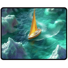 Dolphin Sea Ocean Fleece Blanket (medium) by Cemarart