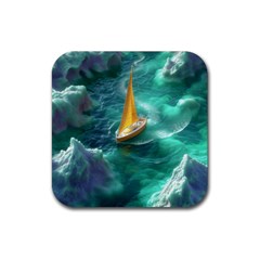 Dolphins Sea Ocean Water Rubber Coaster (square) by Cemarart