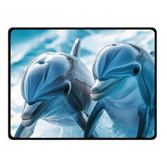 Dolphin Swimming Sea Ocean Fleece Blanket (small) by Cemarart