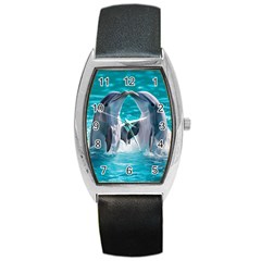 Dolphins Sea Ocean Barrel Style Metal Watch by Cemarart