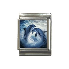 Dolphins Sea Ocean Water Italian Charm (13mm) by Cemarart