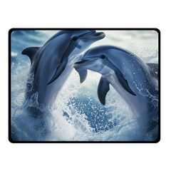 Dolphins Sea Ocean Water Fleece Blanket (small) by Cemarart