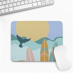 Beach Sea Surfboards Water Sand Drawing  Boho Bohemian Nature Small Mousepad by Grandong