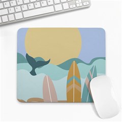 Beach Sea Surfboards Water Sand Drawing  Boho Bohemian Nature Large Mousepad by Grandong