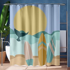 Beach Sea Surfboards Water Sand Drawing  Boho Bohemian Nature Shower Curtain 60  X 72  (medium)  by Grandong