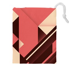 Retro Abstract Background, Brown-pink Geometric Background Drawstring Pouch (5xl)