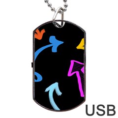 Ink Brushes Texture Grunge Dog Tag Usb Flash (one Side)