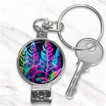 Spring Flower Neon Wallpaper Nail Clippers Key Chain Front