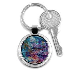 Abstarct Cobalt Waves Key Chain (round) by kaleidomarblingart