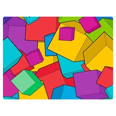 Abstract Cube Colorful  3d Square Pattern Two Sides Premium Plush Fleece Blanket (extra Small) by Cemarart