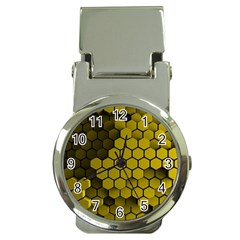 Yellow Hexagons 3d Art Honeycomb Hexagon Pattern Money Clip Watches by Cemarart
