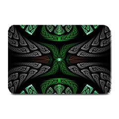 Fractal Green Black 3d Art Floral Pattern Plate Mats by Cemarart