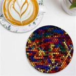 Hexagon Honeycomb Pattern UV Print Round Tile Coaster Front