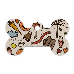 Halloween Doodle Autumn Pumpkin Dog Tag Bone (two Sides) by Bedest