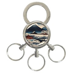 Hokusai Moutains Japan 3-ring Key Chain by Bedest