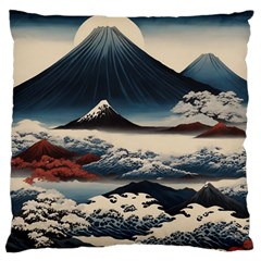 Hokusai Moutains Japan Large Premium Plush Fleece Cushion Case (two Sides) by Bedest