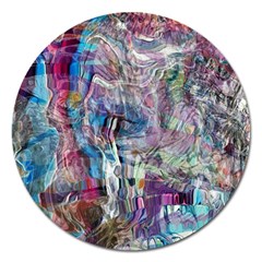 Layered Waves Magnet 5  (round) by kaleidomarblingart