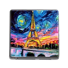 Eiffel Tower Starry Night Print Van Gogh Memory Card Reader (square 5 Slot)