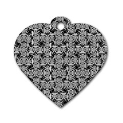 Ethnic Symbols Motif Black And White Pattern Dog Tag Heart (two Sides)