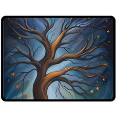 Tree Branches Mystical Moon Expressionist Oil Painting Acrylic Painting Abstract Nature Moonlight Ni Fleece Blanket (large)