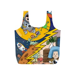 Astronaut Moon Monsters Spaceship Universe Space Cosmos Full Print Recycle Bag (s)