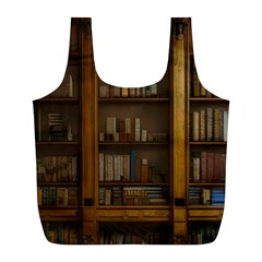 Books Book Shelf Shelves Knowledge Book Cover Gothic Old Ornate Library Full Print Recycle Bag (l) by Maspions