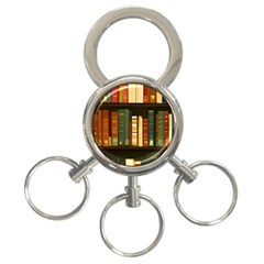 Books Bookshelves Library Fantasy Apothecary Book Nook Literature Study 3-ring Key Chain by Grandong