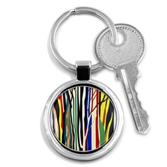 Abstract Trees Colorful Artwork Woods Forest Nature Artistic Key Chain (round)