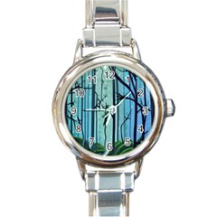 Nature Outdoors Night Trees Scene Forest Woods Light Moonlight Wilderness Stars Round Italian Charm Watch by Grandong