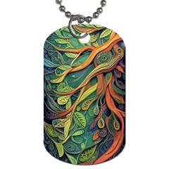 Outdoors Night Setting Scene Forest Woods Light Moonlight Nature Wilderness Leaves Branches Abstract Dog Tag (two Sides) by Grandong