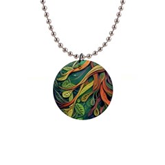 Outdoors Night Setting Scene Forest Woods Light Moonlight Nature Wilderness Leaves Branches Abstract 1  Button Necklace by Grandong