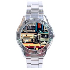 Radios Tech Technology Music Vintage Antique Old Stainless Steel Analogue Watch