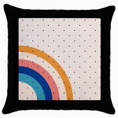 Abstract Geometric Bauhaus Polka Dots Retro Memphis Rainbow Throw Pillow Case (black) by Maspions