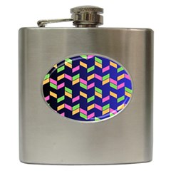 Background Pattern Geometric Pink Yellow Green Hip Flask (6 Oz) by Maspions