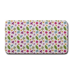 Pattern Flowers Leaves Green Purple Pink Medium Bar Mat