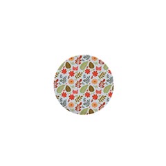 Background Pattern Flowers Design Leaves Autumn Daisy Fall 1  Mini Buttons by Maspions