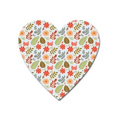 Background Pattern Flowers Design Leaves Autumn Daisy Fall Heart Magnet by Maspions