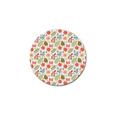 Background Pattern Flowers Design Leaves Autumn Daisy Fall Golf Ball Marker by Maspions