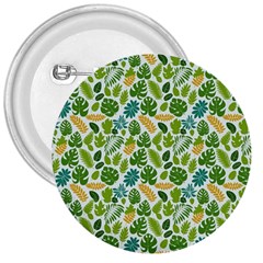 Leaves Tropical Background Pattern Green Botanical Texture Nature Foliage 3  Buttons