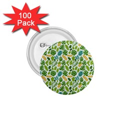 Leaves Tropical Background Pattern Green Botanical Texture Nature Foliage 1 75  Buttons (100 Pack) 